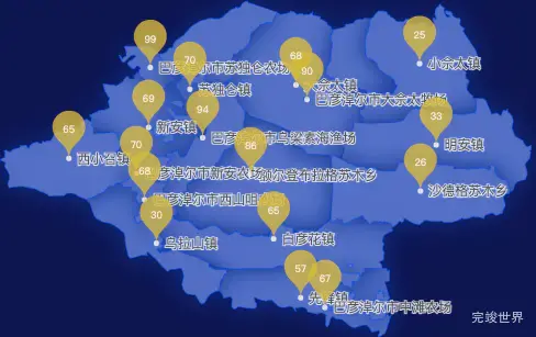 echarts巴彦淖尔市乌拉特前旗geoJson地图水滴状气泡图